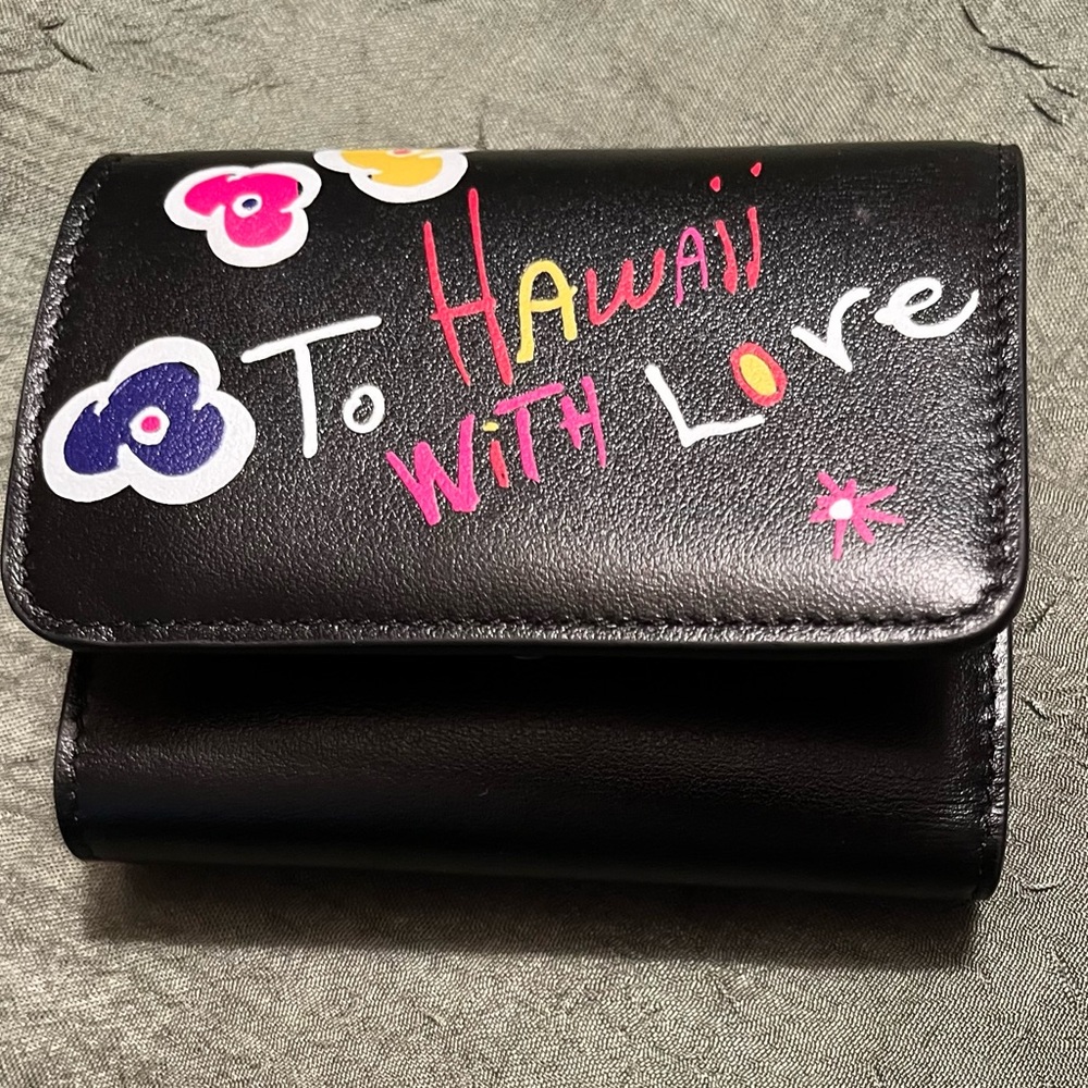 NWOT Christian Louboutin Multicolor Script Wallet, Black